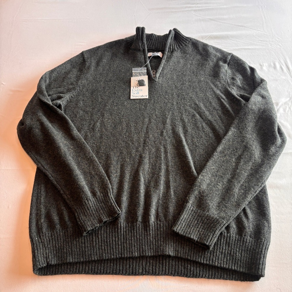 Croft & Barrow Mens Extra Soft Quarter Zip Sweater Deep Forest Green Large NWT